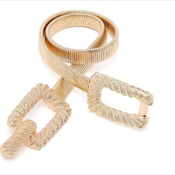 Women Skinny Gold Belt Metal Elastic Dress main image 9